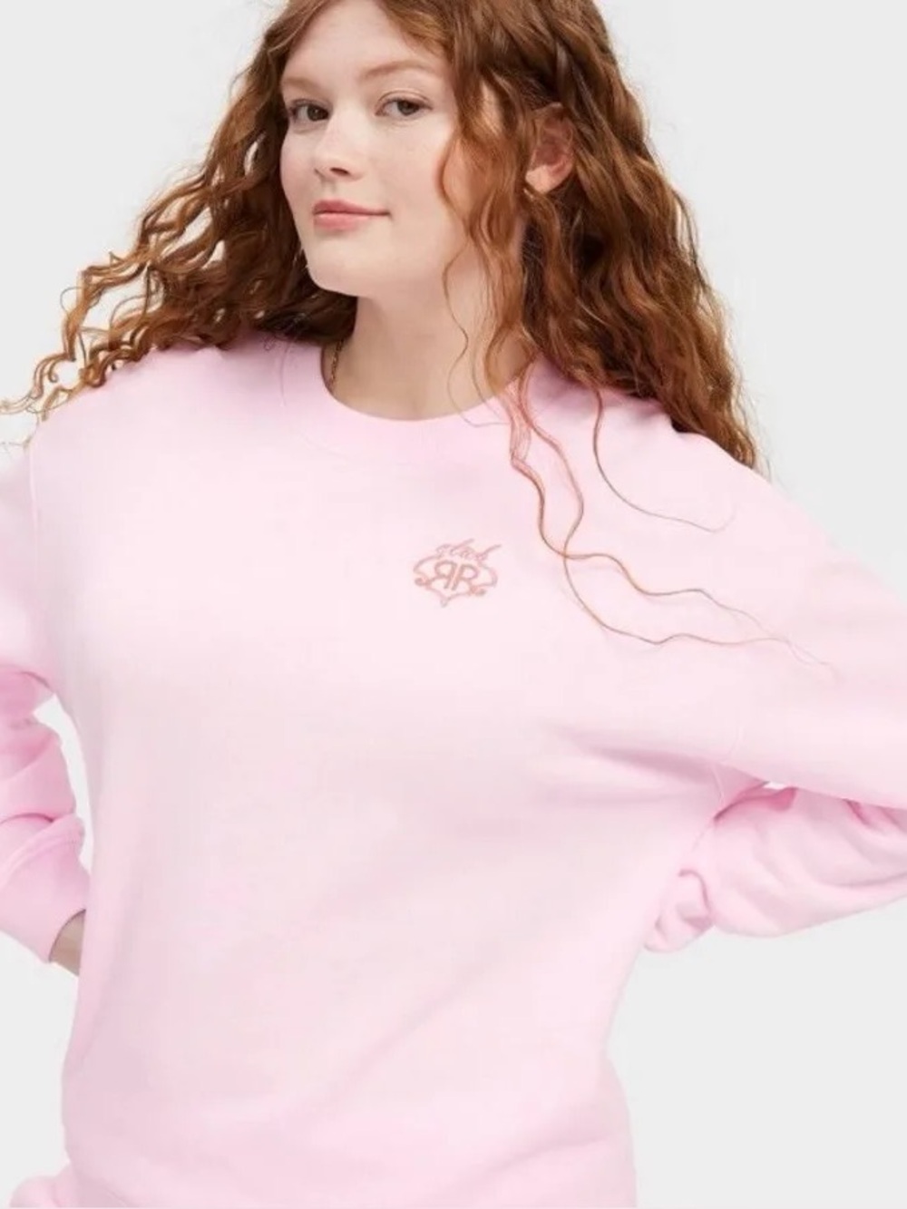 Roller Rabbit X Target pink crewneck sweatshirt with embroidered RR logo size M